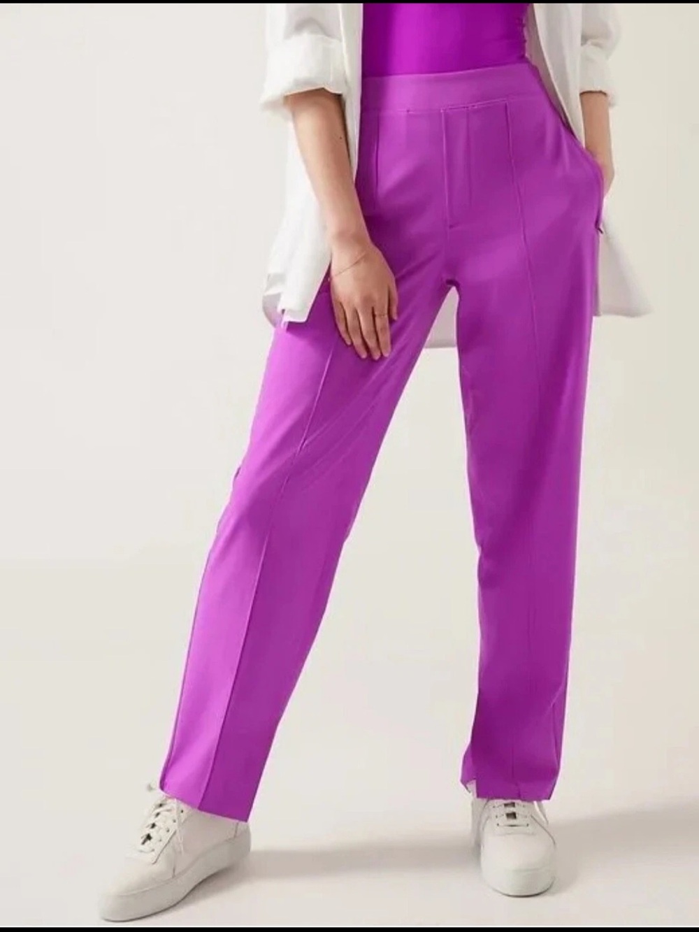 Athleta Vienna Slim Pant Magenta Purple High Rise Tapered Size 16